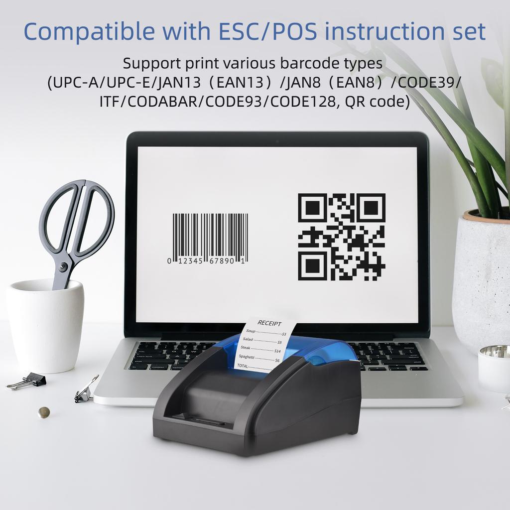 58 mm USB termisk kvittoskrivare Direkt termisk för utskrift av biljettfakturor Kompatibel med USB-anslutning