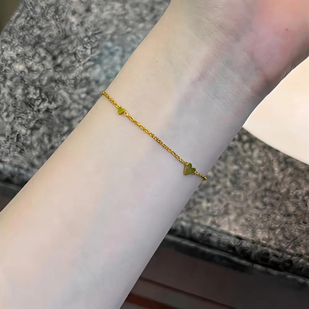Fashion 316L Stainless Steel Love Heart Bracelet for Women Tiny Gold-Plated Clavicle Chain Girl Wedding Party Charm Jewelry Gift