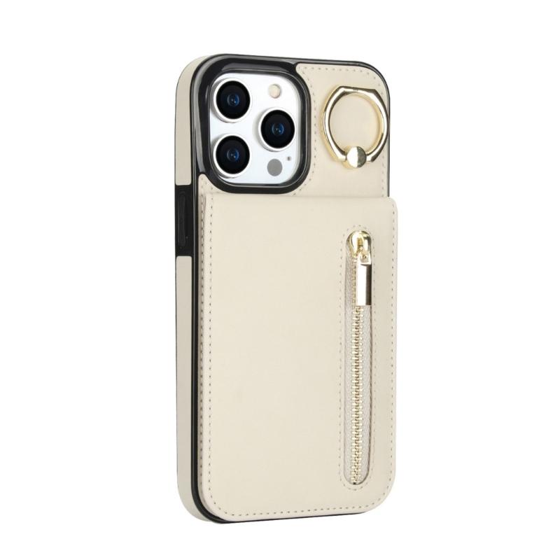 Cover for Phone16 Series Rings Stand Case with Card Slot Holder and Kickstand Leather Wallet Case