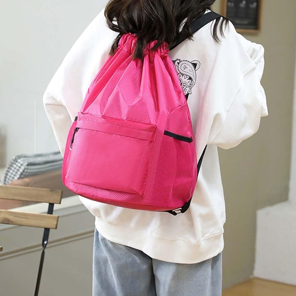 Portable Gym Drawstring Bag Quick Drying Drawstring School Bag Oxford Cloth Backpack  Students