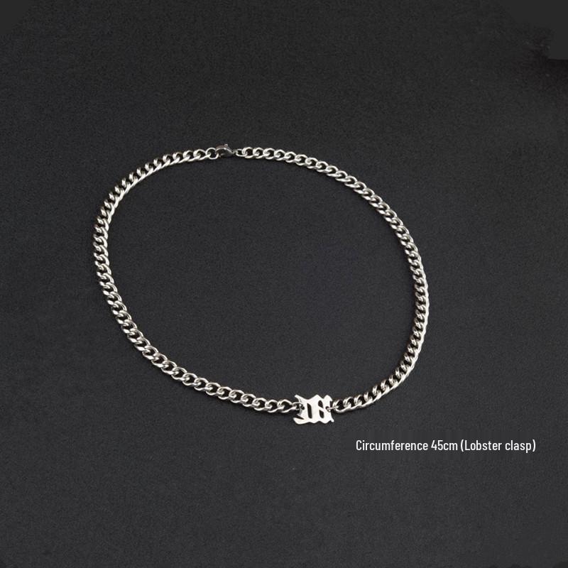 Seven Brothers Cuban-Style Hip-Hop Necklace: Trendy Stainless Steel Unisex Letter Chunky Clavicle Chain