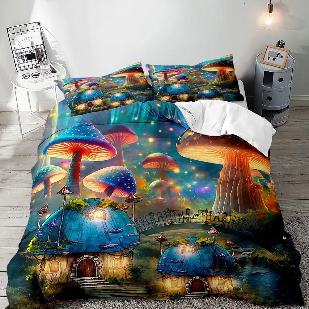Fantasy Forest Wonderland 3D Printed Bedding Set Cozy Duvet Cover King Queen Twin Size Birthday Gift Boy Girl Kid Bedroom Decor
