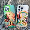 Rainbow Illustration Art Phone Case For Iphone 15 14 Pro Max Plus 13 Mini 12 11 Pro Max Luxury Shockproof Matte Laser Back Cover