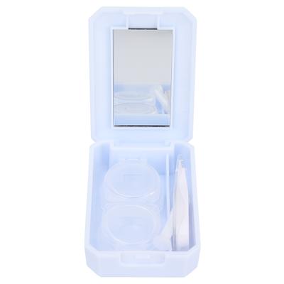 Suporte para caixa de lentes de contato, recipiente de armazenamento de imersão com espelho, frasco, pinça, aplicador, haste (Azul) 2 #