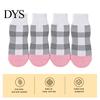 Non-slip Cotton Paw Grips 4Pcs Plaid Dog Socks, Anti-Slip Pet Covers with Adjustable Socks to Prevent Scratching Straps, Breathable Ribbed Protectors