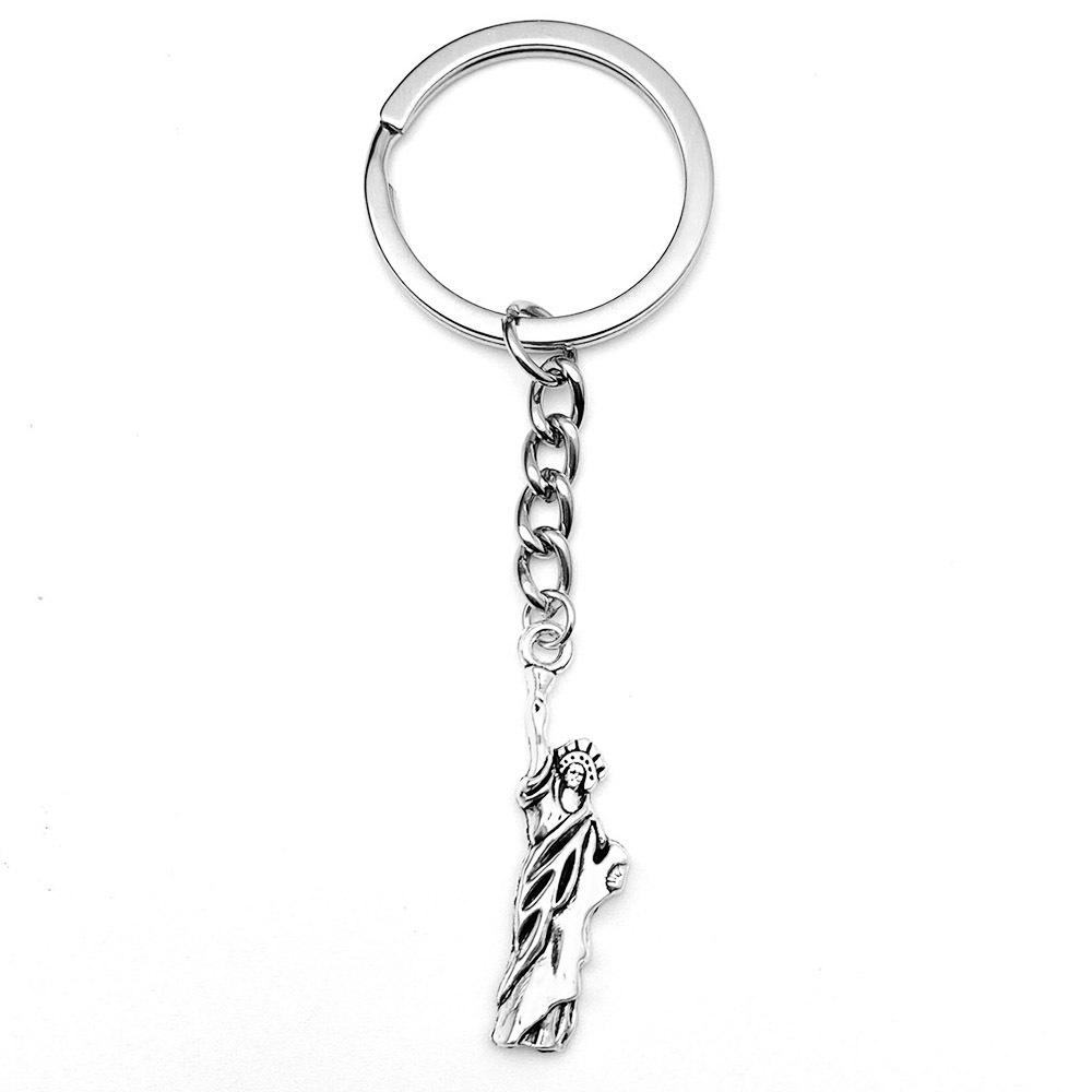 Antique Silver Statue of Liberty Keychain Pendant - Tourist Souvenir