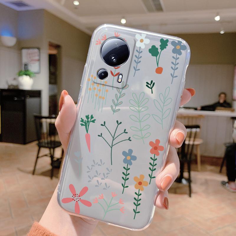 Clear Case For Xiaomi 13 Lite Shockproof Cover Cartoon Cute Cat Soft Silicone Fundas For Xiaomi 13T 14T 15T Pro Transparent Bags