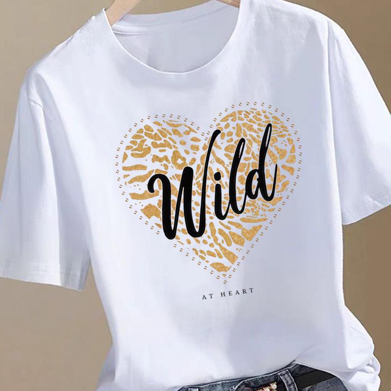 (Asiatische Größe) Liebesbrief-Trend Kleidung T-Shirt Damen Mode Tee Top Frau Weiblich Kurzarm Grafische Druck-T-Shirts