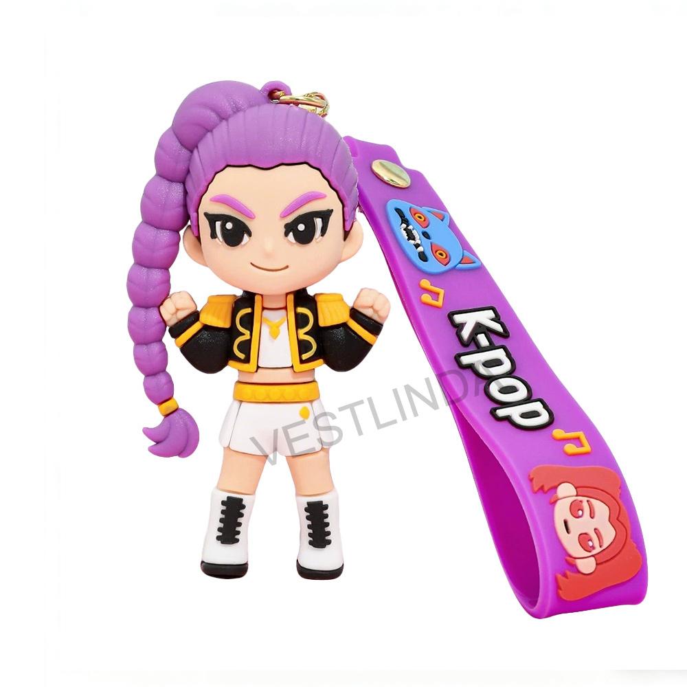 

520PCS Anime Movie KPOP Demon Hunter Girl Group Keychain Rumi Mira Zoey Peripheral Pendants Cute Tiger Key Ring Decorative Gift 5Pcs