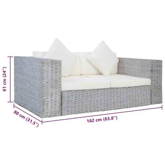 VidaXL Canapé à 2 Places avec Coussins Sofa Causeuse Meuble de Salon Maison Salle de Séjour Intérieur Bureau Chambre Rotin 283070