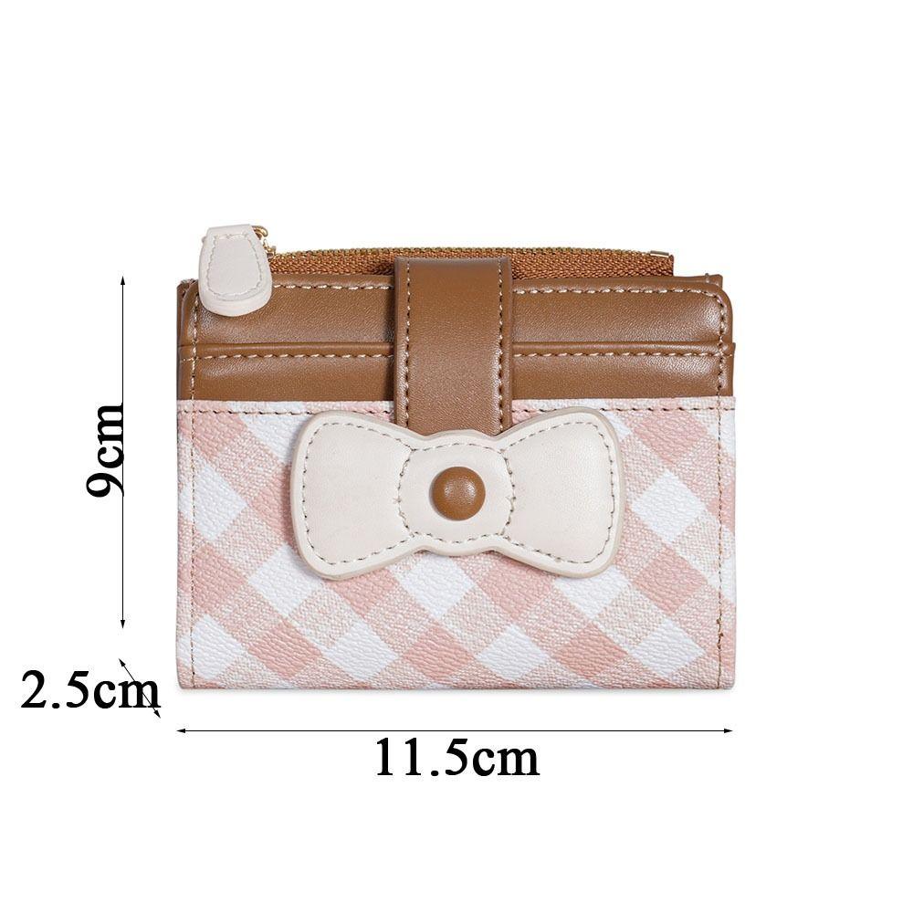 Portable Checkered Bow Wallet Multiple Card Slots Dopamine Card Bags Coin Purse Gifts