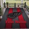 Custom Text Printed Rug Detroit Red Wings Non Slip Floor Carpet For Home Room Decor