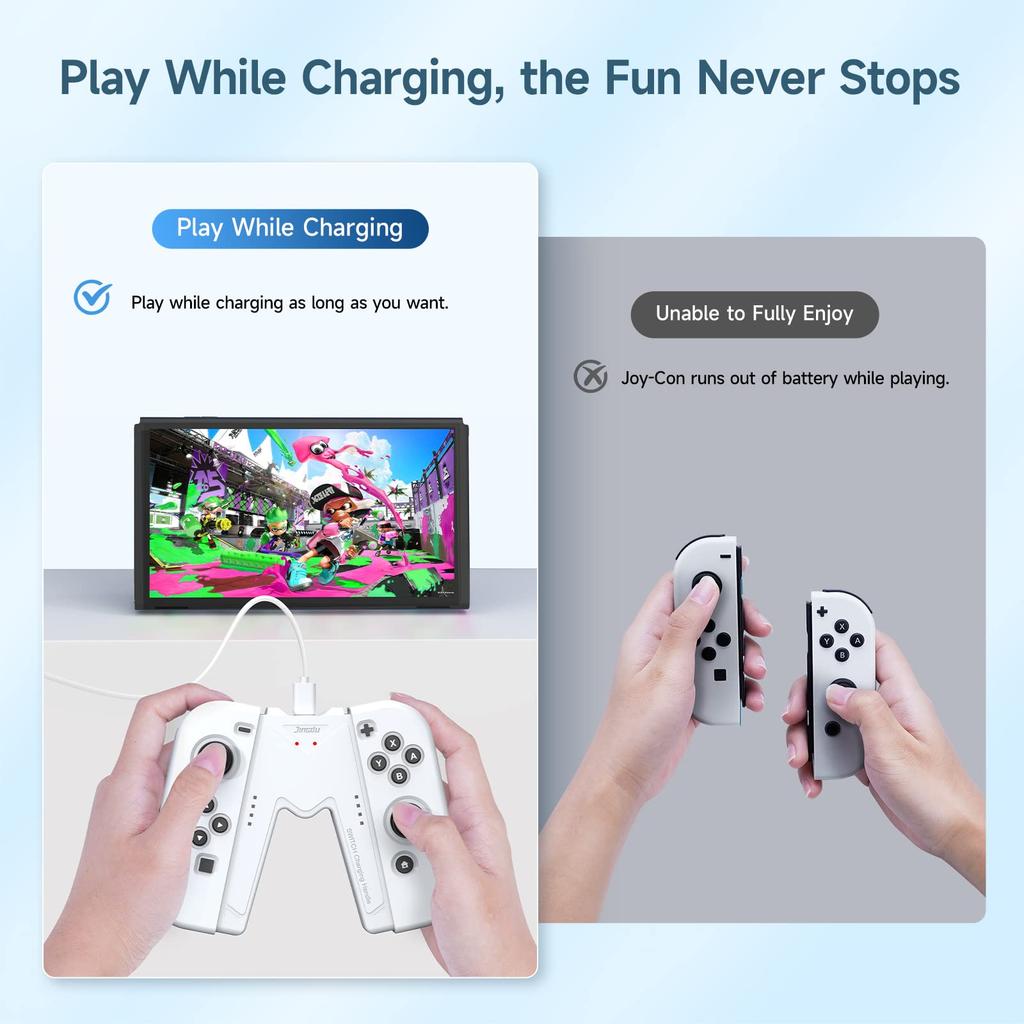 Switch Charging Compatible with Nintendo Switch OLED with White Joy-Con Grip, V-Shaped, & Models, Indicator,