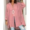 VEZFAA Women's Fashion Casual Spring Autumn Solid Color Print Long Sleeve POLO Neck Blouses & Shirts