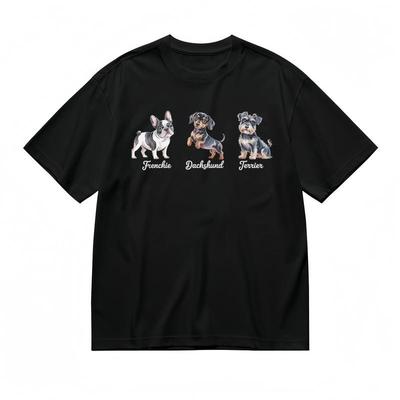 Men's Trend Comfy Classic T-Shirt Cute Puppy Types Name Graphic Design Tee