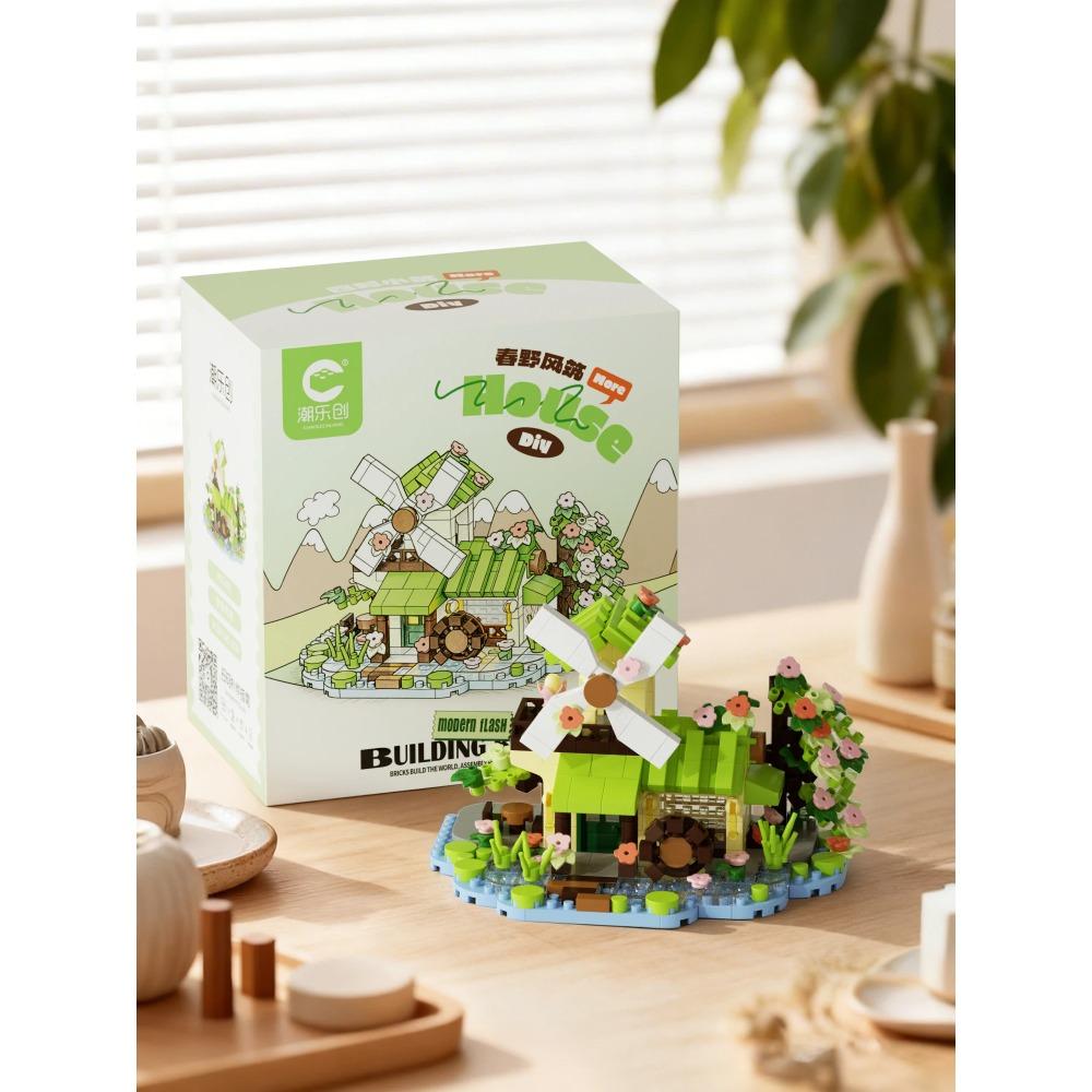 479PCS Forest Cabin Mini Building Blocks Set City Street View Greenhouse Windmill Tree House DIY Model  Birthday Gift