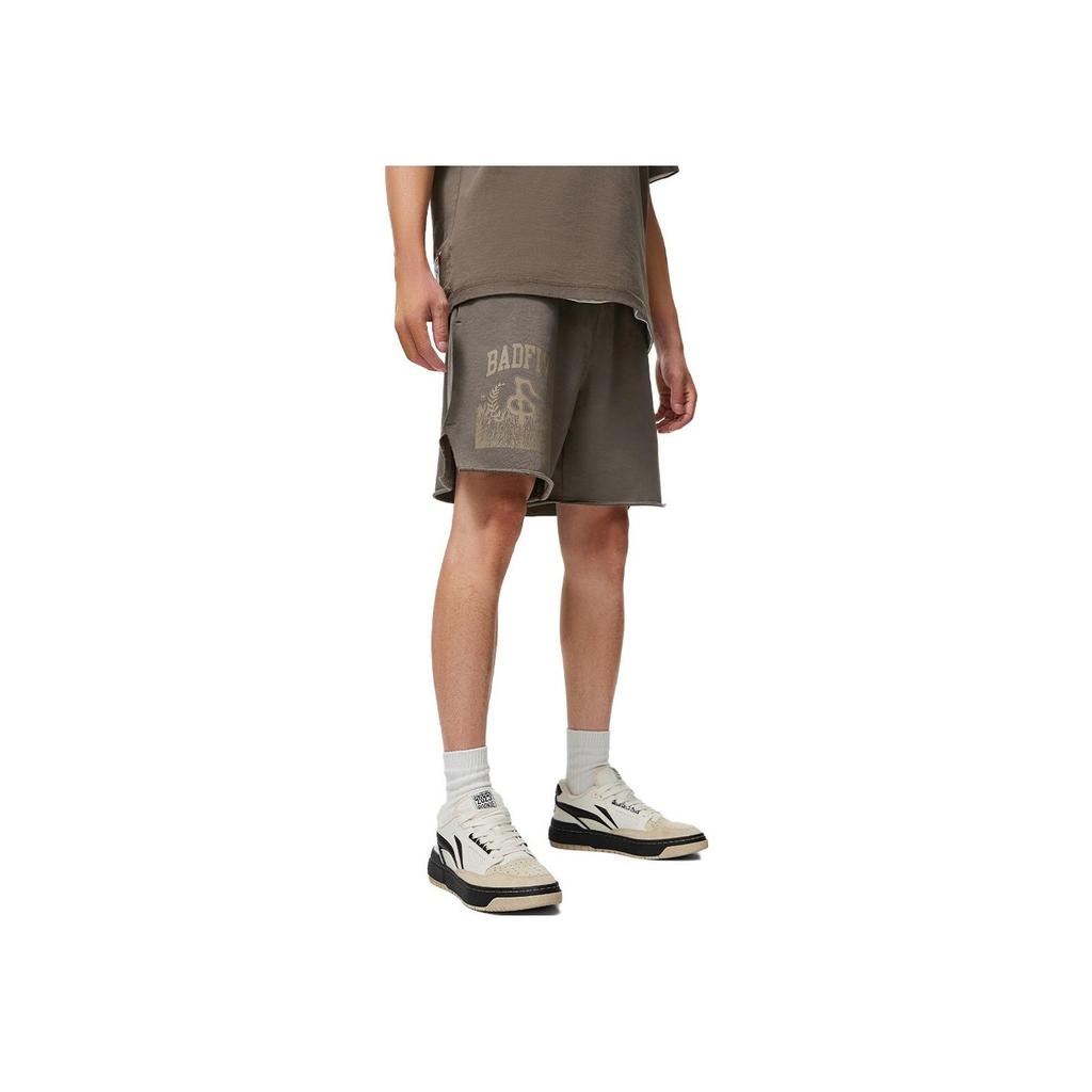 Li Ning Bad Five Letter Mid Waist Straight Casual Shorts Men shorts Mushroom-Brown AKST751-3
