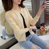 Autumn Winter Knitted Cardigan Women's Sweater Jacket 2025 Round Neck Long Sleeve Korean Version Thin Top Solid Color Casual Simple Outer Top Clothing