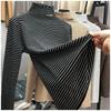 Girls Autumn Winter Striped Half Turtleneck Base Layer Shirt Long Sleeve Warm Thermal Top Korean Inner Wear
