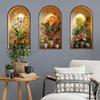 3 Pcs 3D Wall Vase Flower Wall Stickers Vintage Art Self-Adhesive Colorful