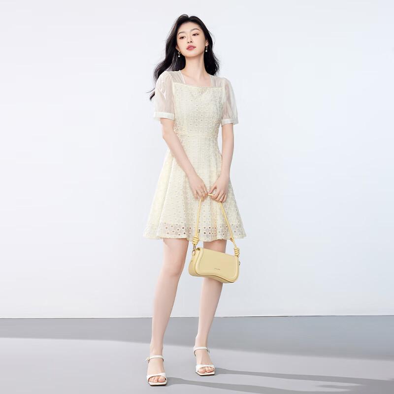 

JOY SPEAKER Elegant Mesh Lace Midi Dress L