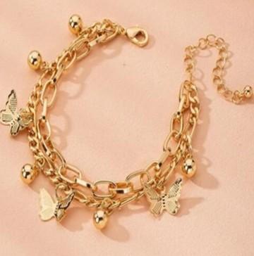 European and American popular jewelry ins fashion bracelet, butterfly bracelet, simple set bracelet, fringed bracelet золотой
