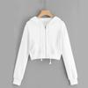 Fall Winter Women's Cropped Hooded Cardigan Sweatshirt, Korean Style Casual Ins Trendy Outerwear Top