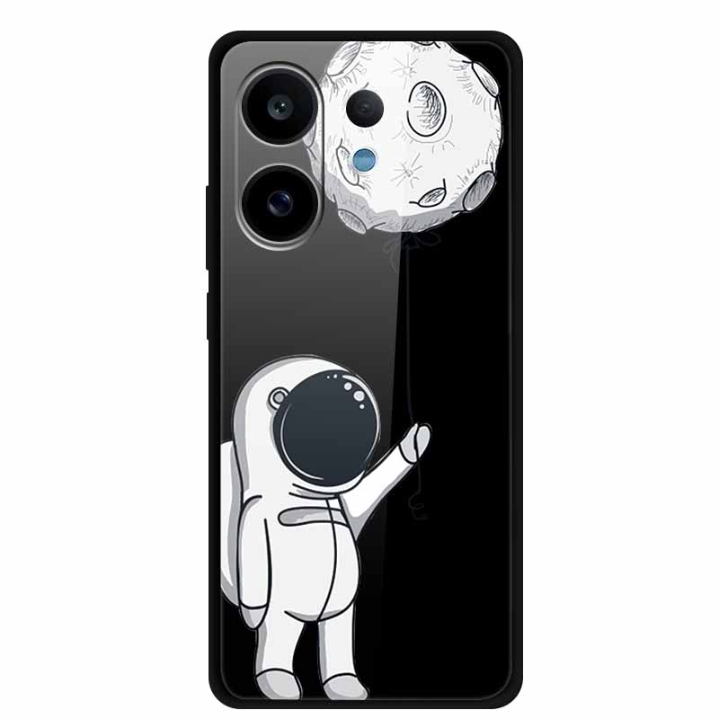 Tempered Glass Case For Vivo V60 2025 Phone Case 6.77" Cartoon Cats Hard Back Cover Soft Bumper For Vivo V60 5G Case V 60 Fundas