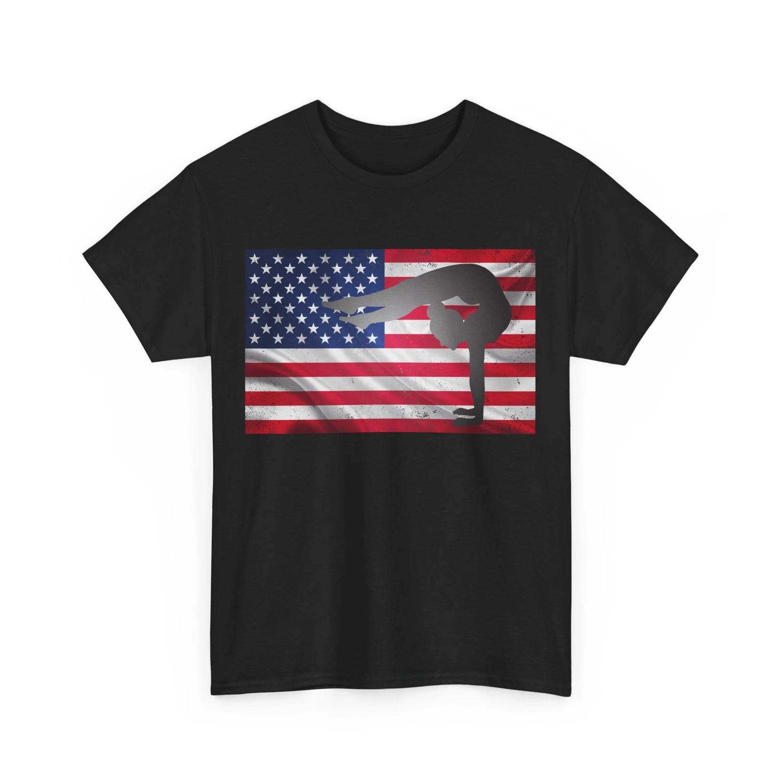 

Gymnastic Shirt, American Flag Gymnast Tumbling Lovers Women Girls Shirt 2XL