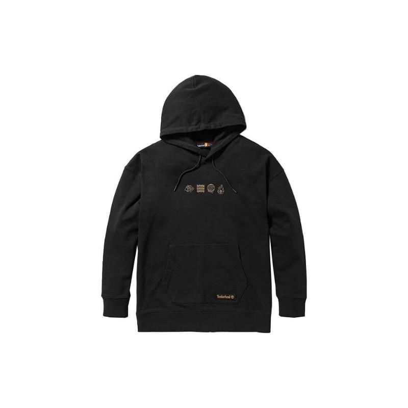 Timberland Felpa con Cappuccio con Logo Albero Stampato Felpa Unisex Nera A6UM2-001