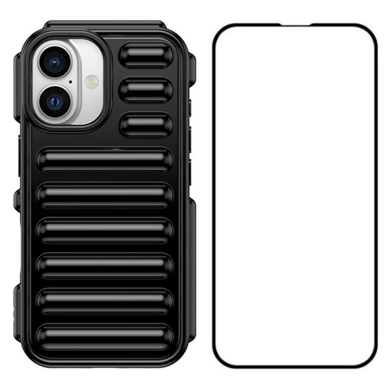 

WANLONFENG LK Series for iPhone 16 TPU Case Capsule Phone Cover with Screen Film 2-in-1