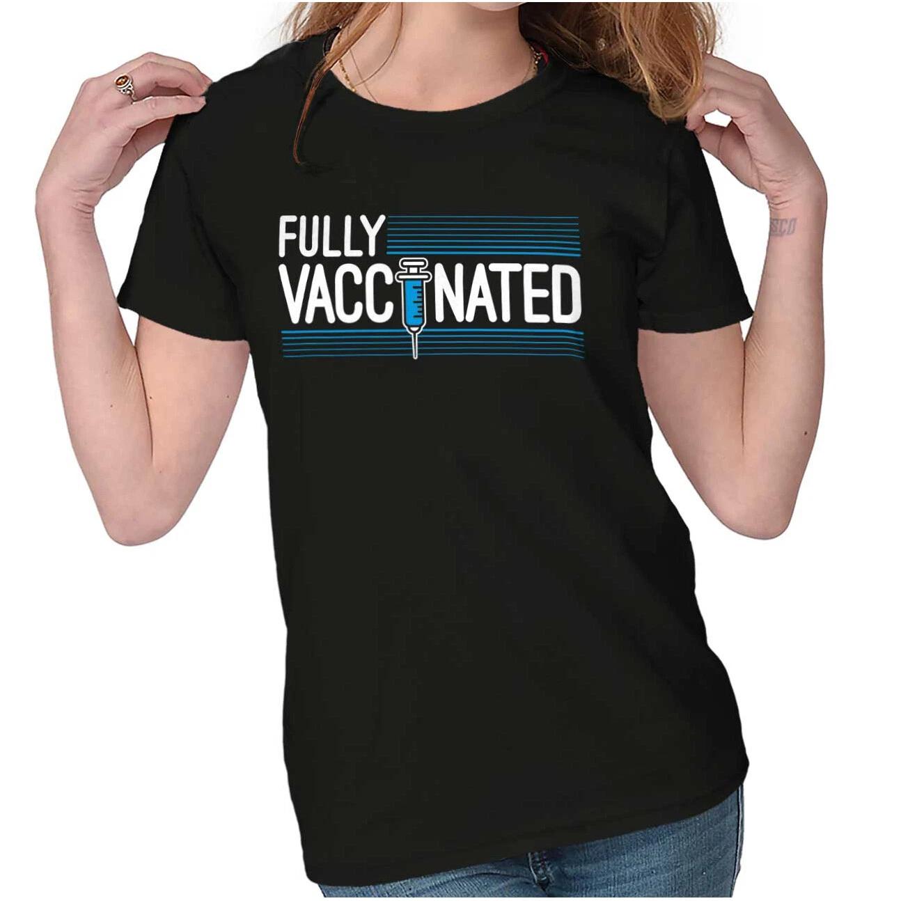 Fully Vaccinated Syringe Political Protest Womens Top Junior Graphic Tee XS