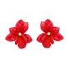 Bohemian exaggerated fashion simple dripping oil unique fabric flower stud earrings versatile vacation women