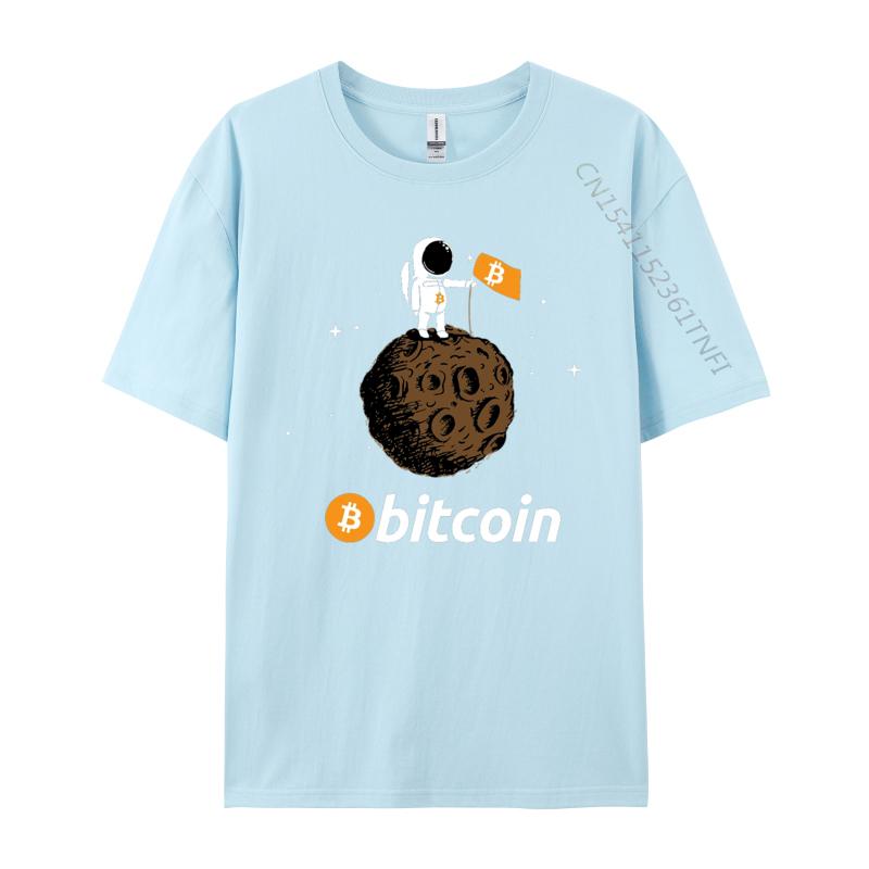 Bitcoin Tshirt Astronaut In Space Tshirts Slim Fit Customized Tshirts Crew Neck Cotton Mens Tops Shirts