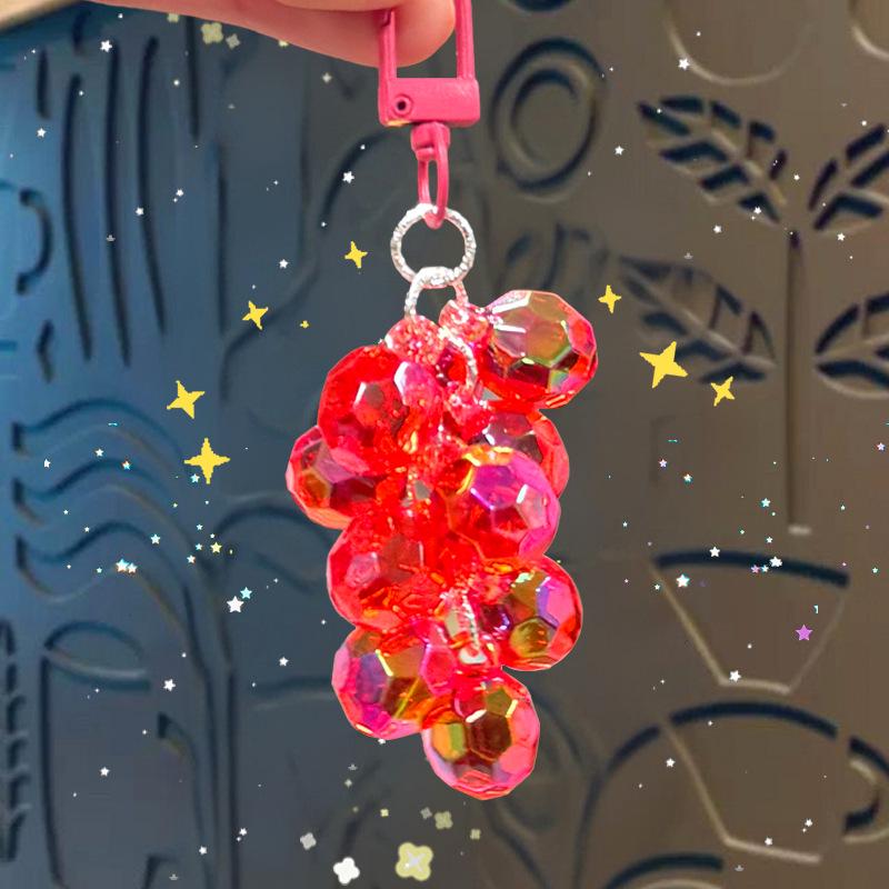 Charming Transparent Acrylic Grape Cluster Keychain - Women's Handbag Accessory & Small Gift