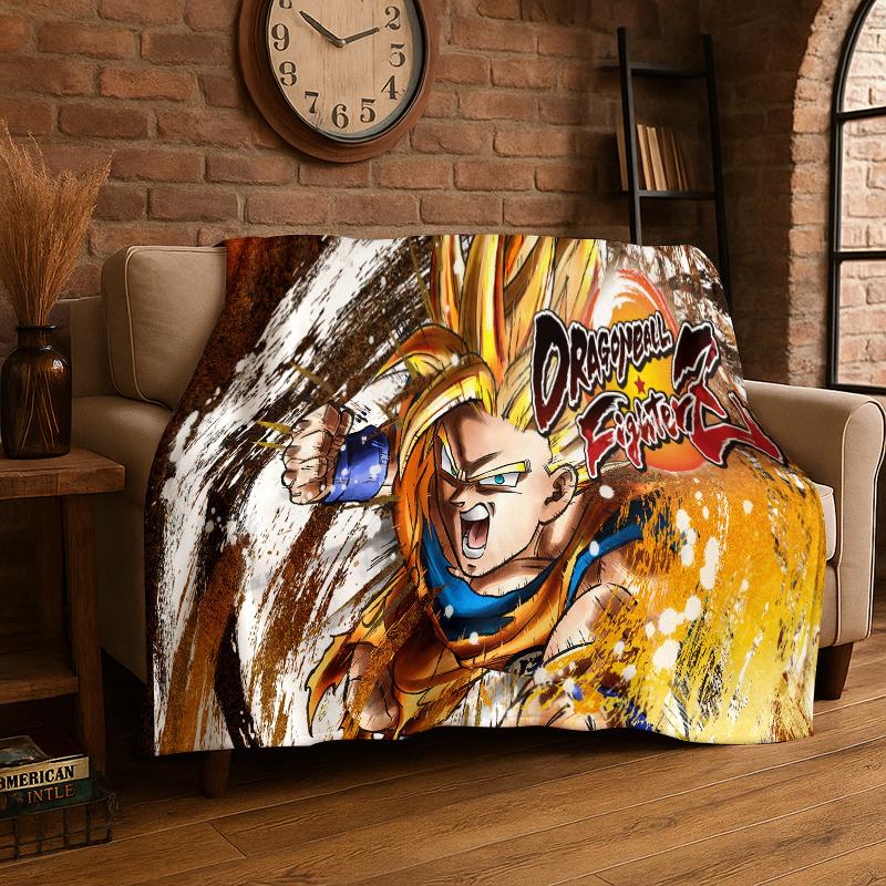 Cartoon D-Dragon Ball Anime Game Flannel Blanket Soft Warm Throw Blanket for Bedroom Living Room Bed Travel Camping Picnic Kid
