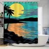 Vibrant Bathroom Shower Curtain with Palm Trees Sunset Print for Home Decor Modern Waterproof Fabric