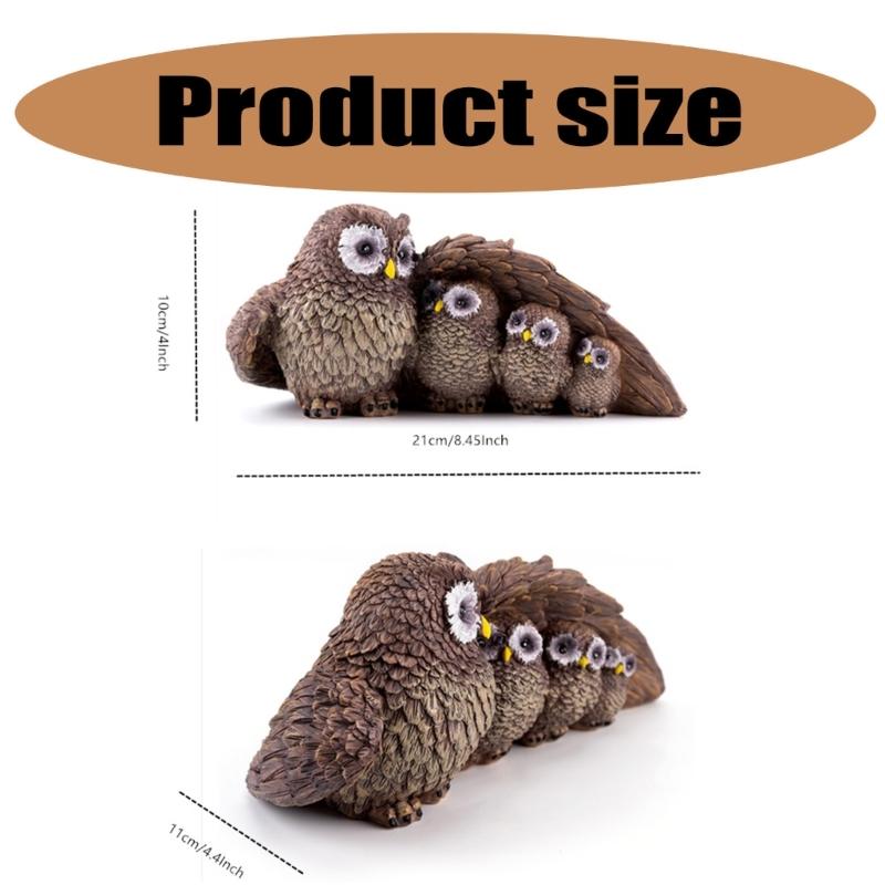 Resin Owl Family Figurines Garden Owl Decors Statue Resin Animal Figurines Sculpture Table Centrepieces for Living Room