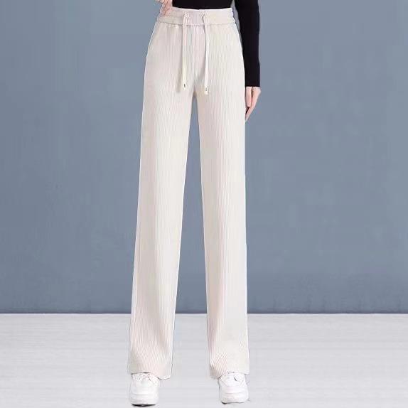 

Women s High-Waisted Slimming Corduroy Pants - Narrow/Wide-Leg, Plus Velvet, Autumn/Winter, Long Casual Straight-Leg XL (58-65 kg)