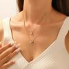 Gold Plated Double Layer Necklace with Heart Clover CZ Pendants, Dainty Adjustable Cable Chain for Women, Elegant Daily Jewelry