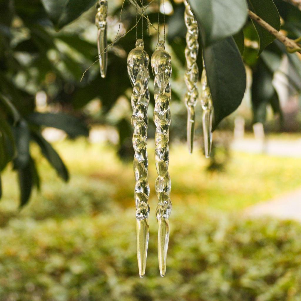 Przezroczyste Sople Ozdoby na Choinkę - Nowe Gwintowane Dekoracje Świąteczne