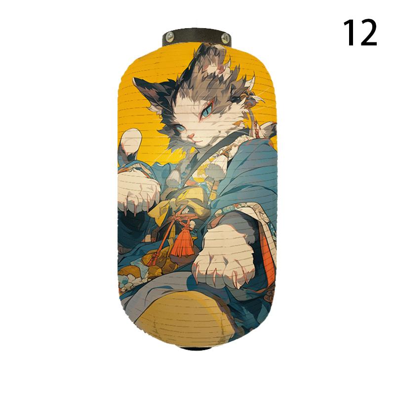 20x35cm Japanese Kimono Samurai Cat Art Pattern Lantern Restaurant Izakaya Cuisine Decor Advertising Sign Ukiyo-e Cloth Lanterns