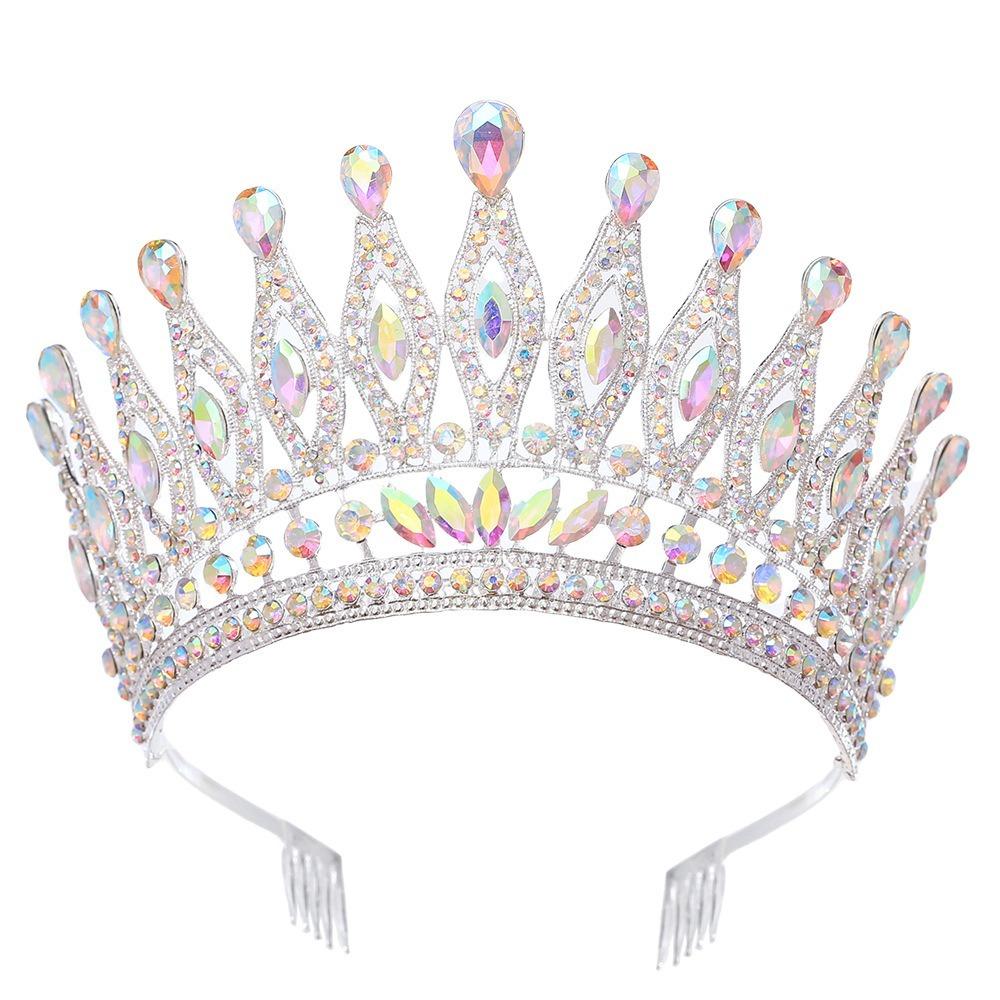 Baroque Queen Crystal Crowns With Comb Bride Headdress Luxury Crystal Princess Crown
