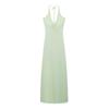 2025 Spring Women's European & American Style Deep V-Neck Backless High-Slit Spaghetti Strap Knitted Dress