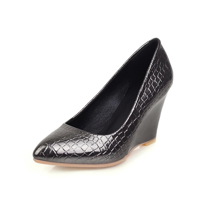 

Classic Wedges Heels Pumps Shoes Women Casual Fashion Pointed Black White Dress Pumps Wedding Office Party Wedge Shoes Female 39 темно-сірий колір