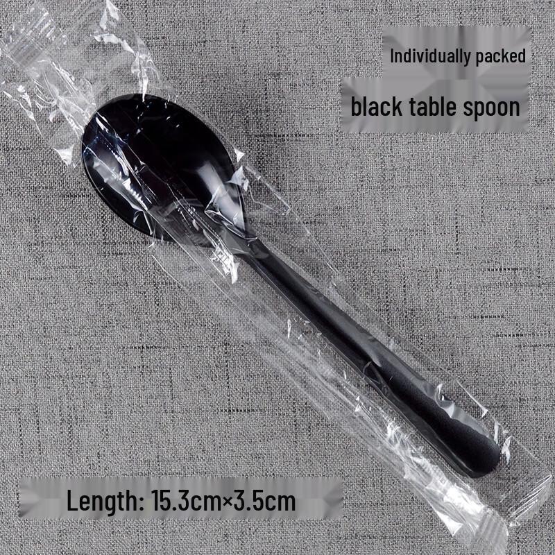 CHULV Disposable Black PS Plastic Spoons, 1000-Pack