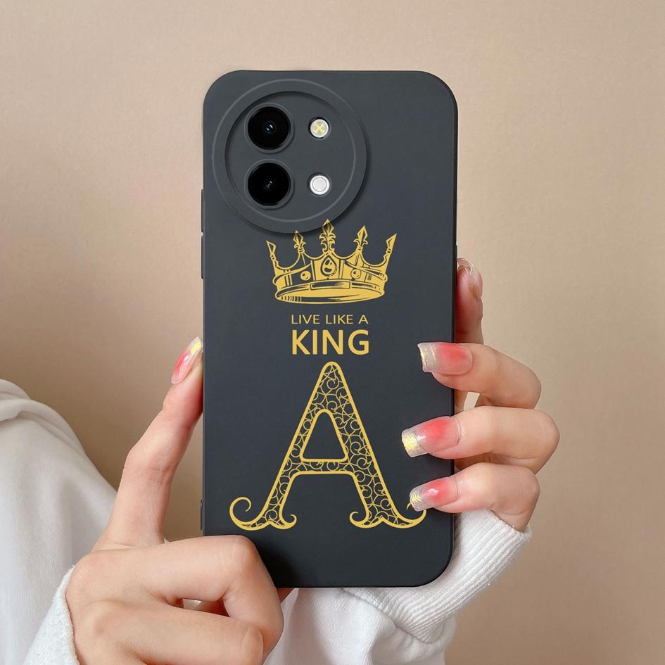 Case Cover For Vivo Y03 T3x Y28 Y38 Y200i T3 X Y 200i Pretty Queen Crown Letters Lens Protection Matte Soft Liquid Silicone Luxury Housing Phone Shell