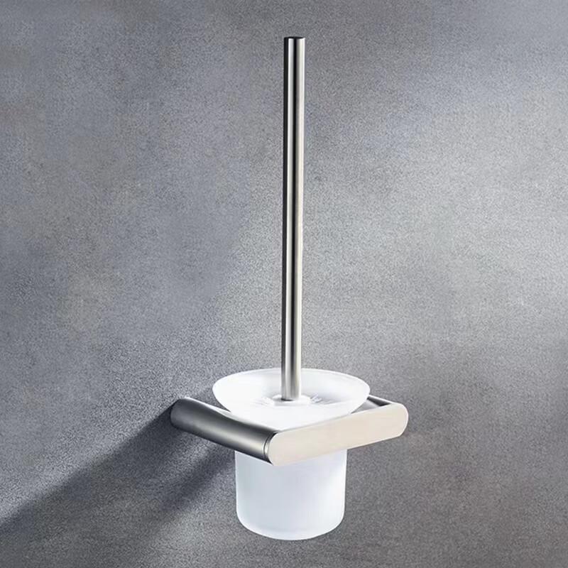 MDNG Stainless Steel Wall-Mounted Bathroom Towel Rack with Toilet Brush