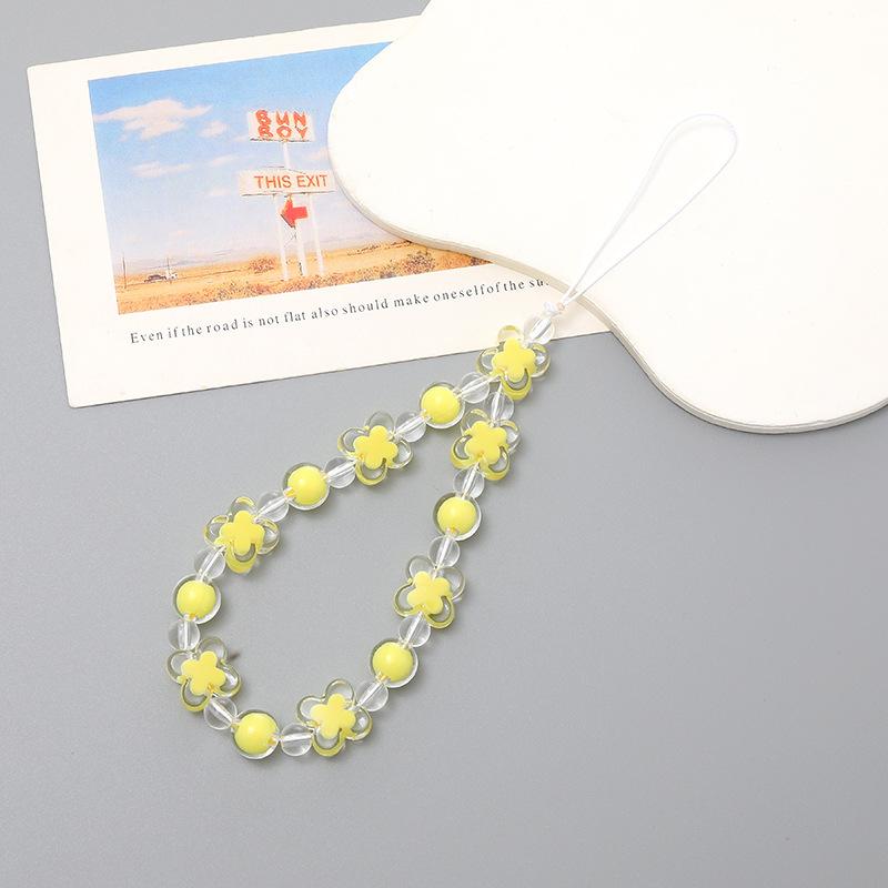 

Candy colored beads in the pearl phone chain, handmade beaded butterfly phone case, hanging accessories, short style ABS
