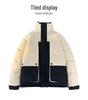 Men's Hooded Down Jacket, New Winter 2025 Color Block, Warm Thickened Workwear with Stand Collar